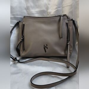 Taupe Crossbody Bag with Zip Details